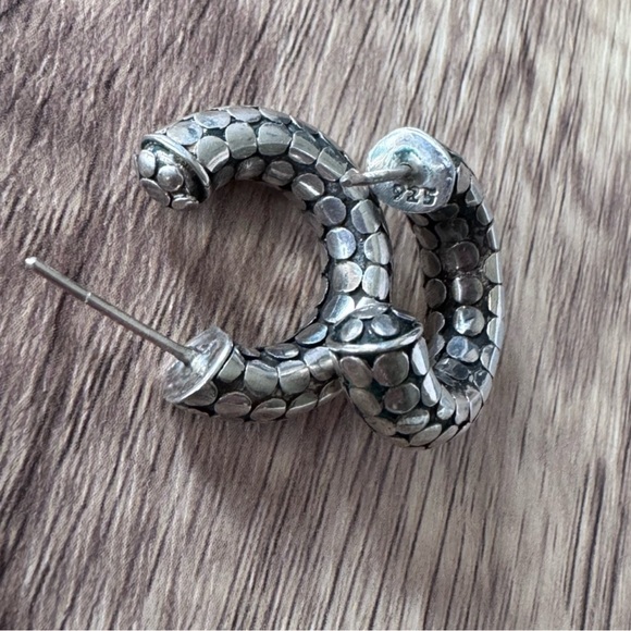 John Hardy Style Pebble Hoop 925 Earrings - Picture 2 of 3